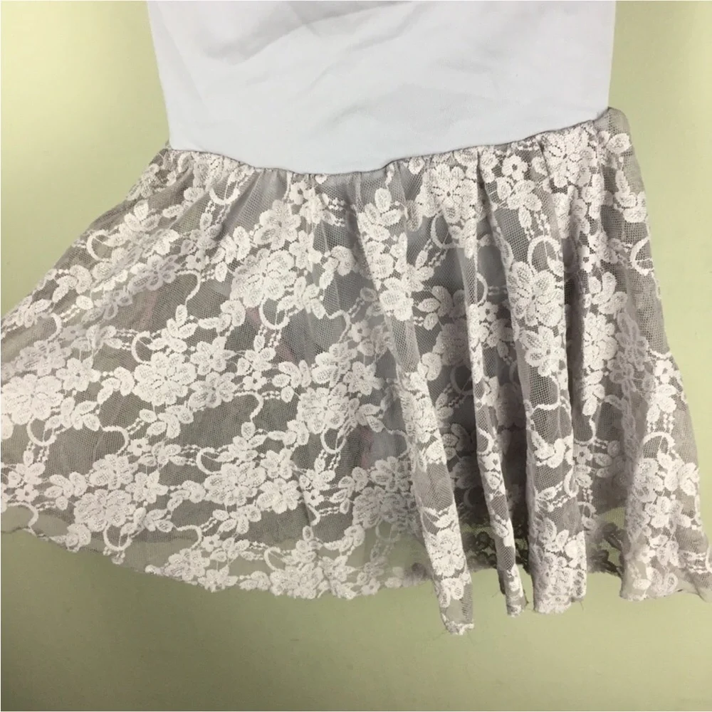 Balera Gray Lace Cap Sleeve Dance Dress Size IC